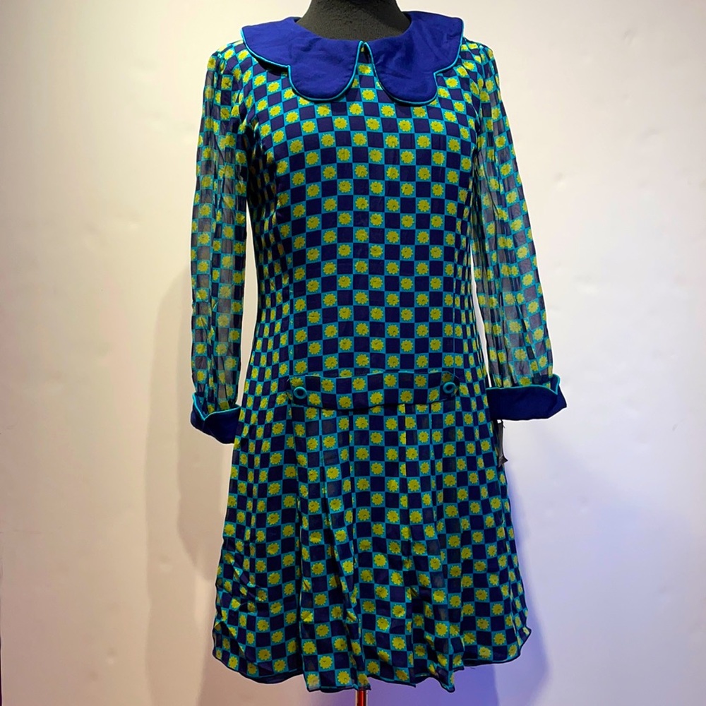 Anna Sui daisy checkerboard mini dress *RUNWAY